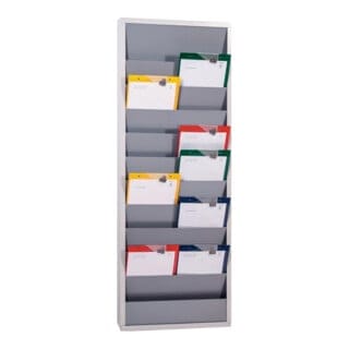 Planungstafel zweireihig für den Werkstattbereich aus Metall, für DIN A4 Auftragstaschen, Größe: 554 x 1280 mm, Grau, Verpackungseinheit: 1 STK