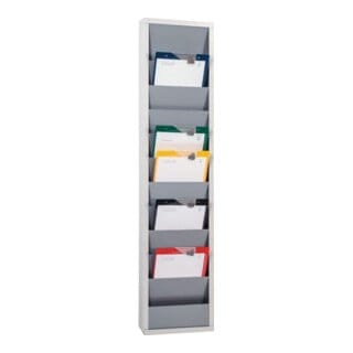 Planungstafel einreihig aus Metall, für DIN A4 Auftragstaschen, Maße: 315 x 1280 mm, Grau, Verpackungseinheit: 1 STK