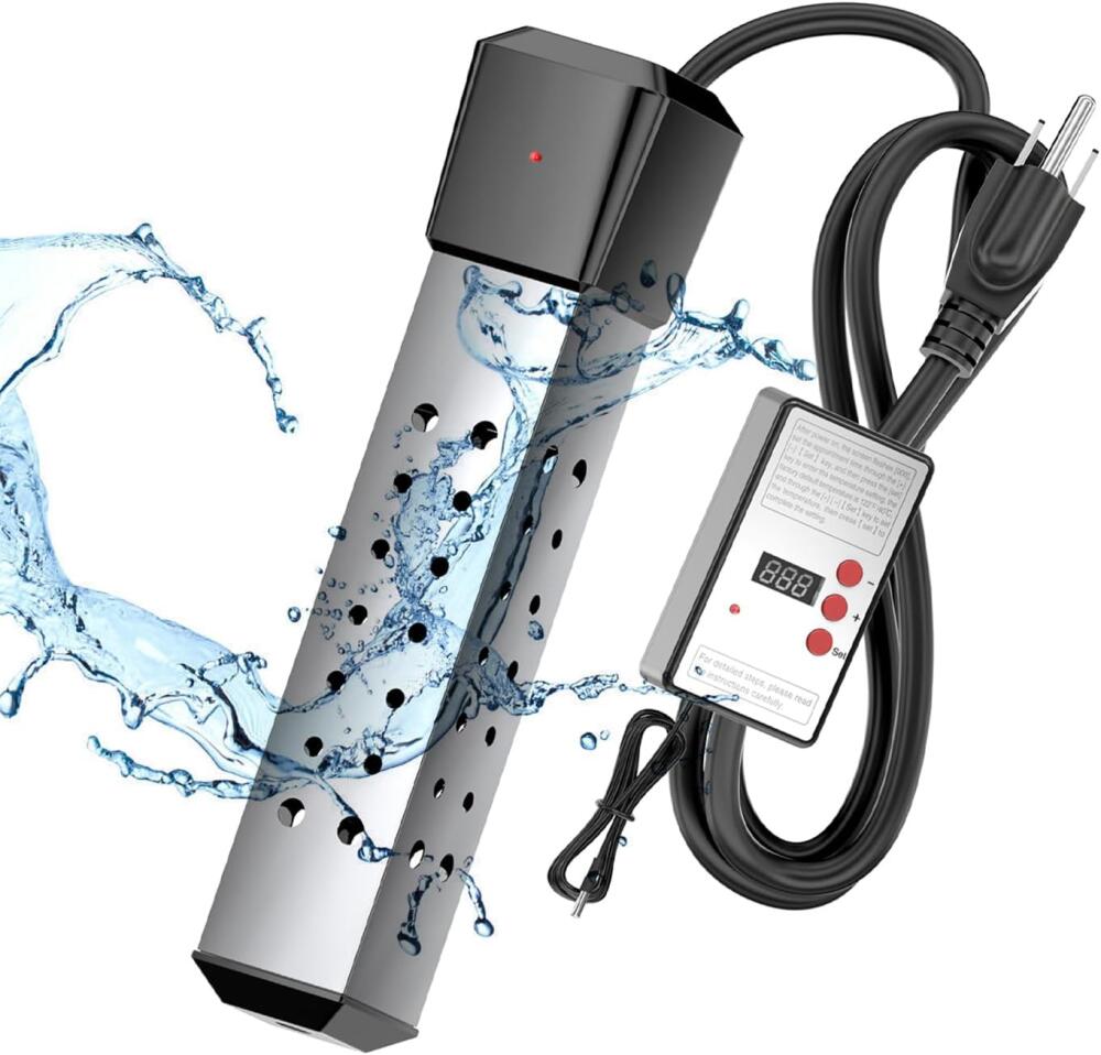 Kosmi – Chauffe-eau De Piscine 2000 W Submersible – Compatible Baignoires Et Piscines Hors Sol – Contrôle De Température Lcd – Chauffage Rapide Jusqu'à 76l