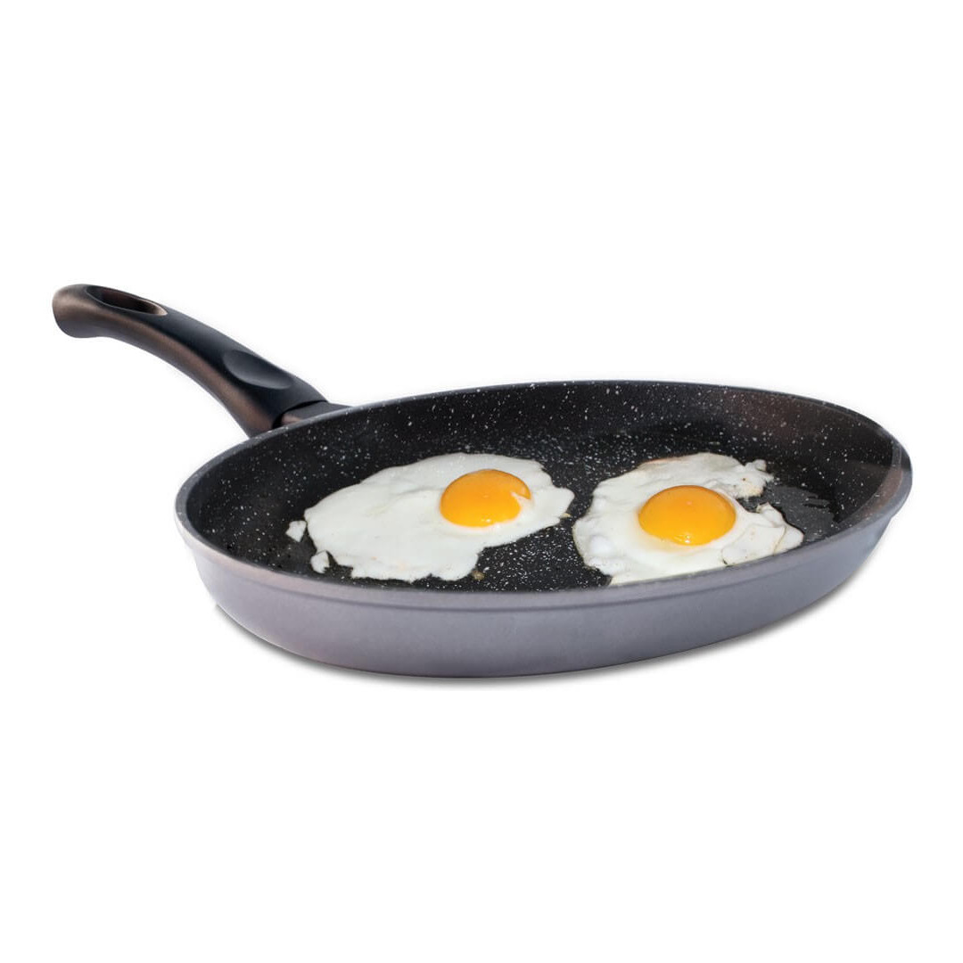Kitchenpro - Ovale Pfanne Steinoptik - Steinbeschichtung, Antihaftbeschichtet - 34x24cm