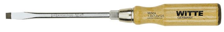 Witte Schlitzschraubendreher Mit Schwarzem Holzgriff 7x125 Mm