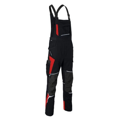 BODYFORCE Latzhose 3125 5302, schwarz/mittelrot, Größe 114