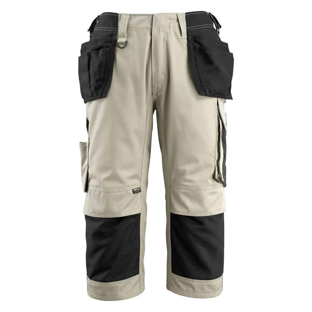 14349-442 Dreiviertel-Hose mit Hängetaschen, hellkhaki/schwarz, C46