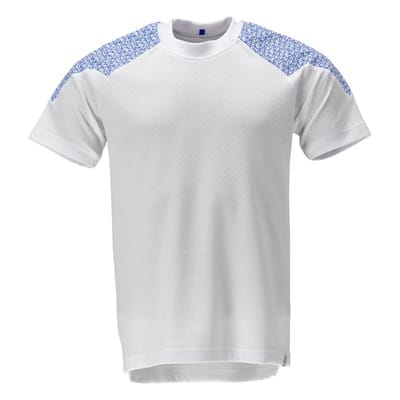 20082-933 T-Shirt, Kurzarm, weiß/azurblau, XS