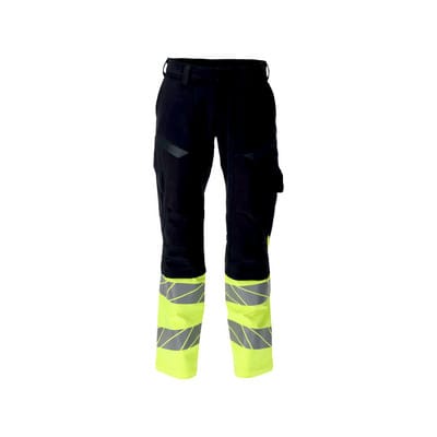 21179-284 Hose mit Knietaschen, schwarzblau/hi-vis gelb, 90C52