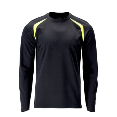 21581-327 T-Shirt, Langarm, schwarzblau/hi-vis gelb, XS