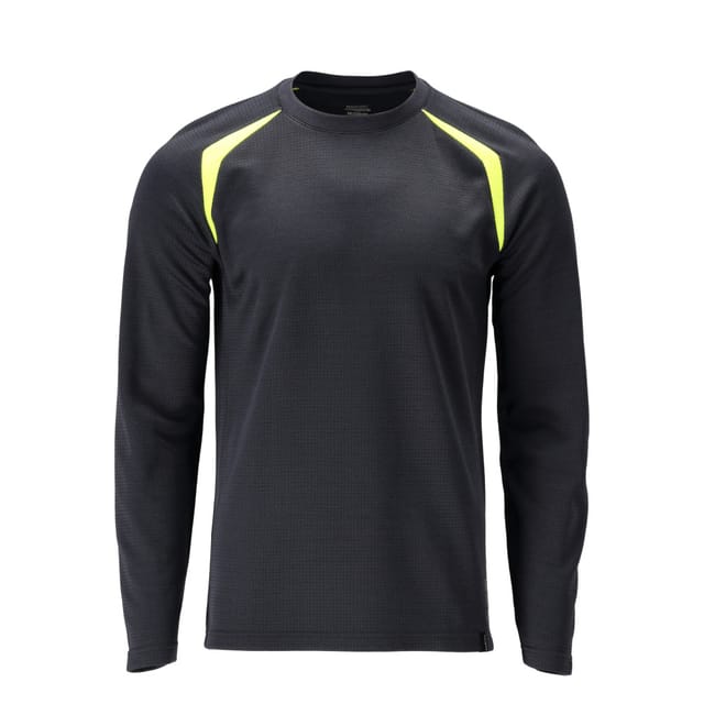 21581-327 T-Shirt, Langarm, schwarzblau/hi-vis gelb, XL