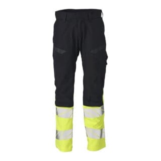 21479-281 Hose mit Knietaschen, schwarzblau/hi-vis gelb, 90C54