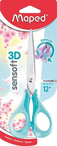 Maped - Schul- Und Bastel-schere Sensoft Pastell 16 Cm, Flexible Und Ergonomische Griffe, Spitz - Rose, Hellblau, Flieder