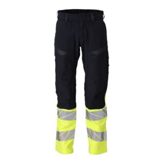 21179-284 Hose mit Knietaschen, schwarzblau/hi-vis gelb, 90C62