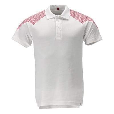 20083-933 Polo-Shirt, weiß/verkehrsrot, L