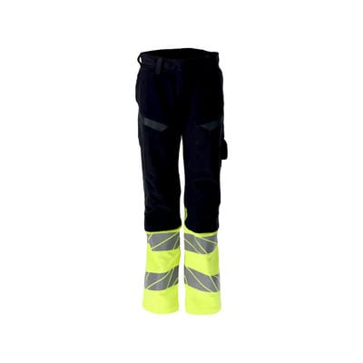 21178-284 Hose mit Knietaschen, schwarzblau/hi-vis gelb, 76C46