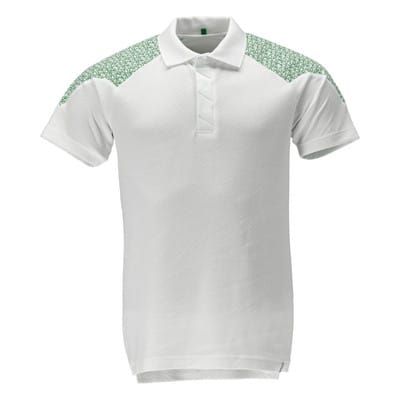 20083-933 Polo-Shirt, weiß/grasgrün, S