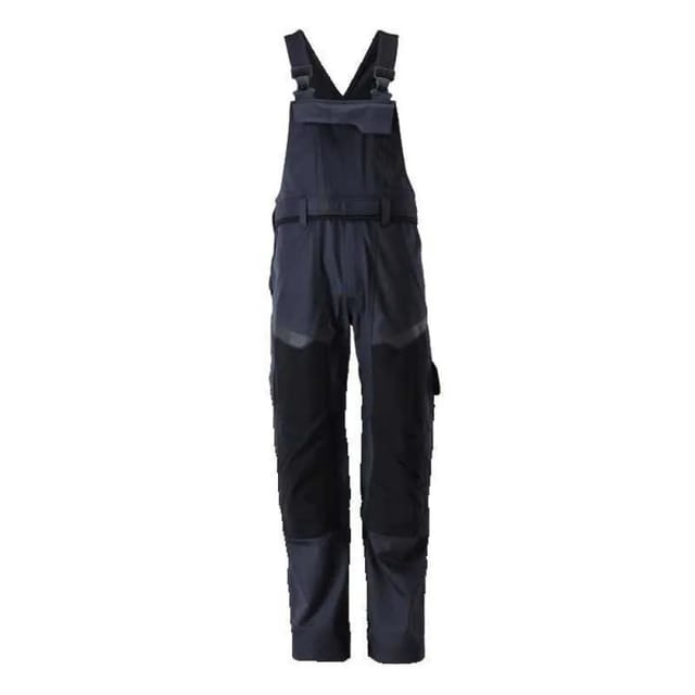 21569-281 Latzhose mit Knietaschen, schwarzblau/hi-vis gelb, 90C58