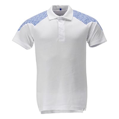 20083-933 Polo-Shirt, weiß/azurblau, L
