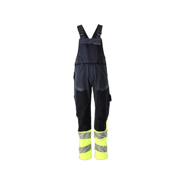 21469-281 Latzhose mit Knietaschen, schwarzblau/hi-vis gelb, 82C46