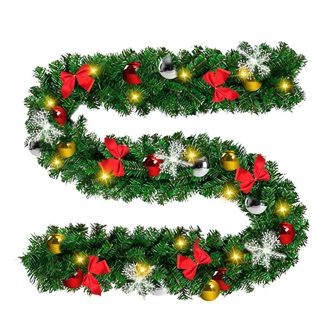 Randaco Weihnachtsgirlande Deko Weihnachten Girlande Tannengirlande Innen & Außen Weihnachtsdeko Kunstgirlande 5m 100 Leds Mit Dekorativen