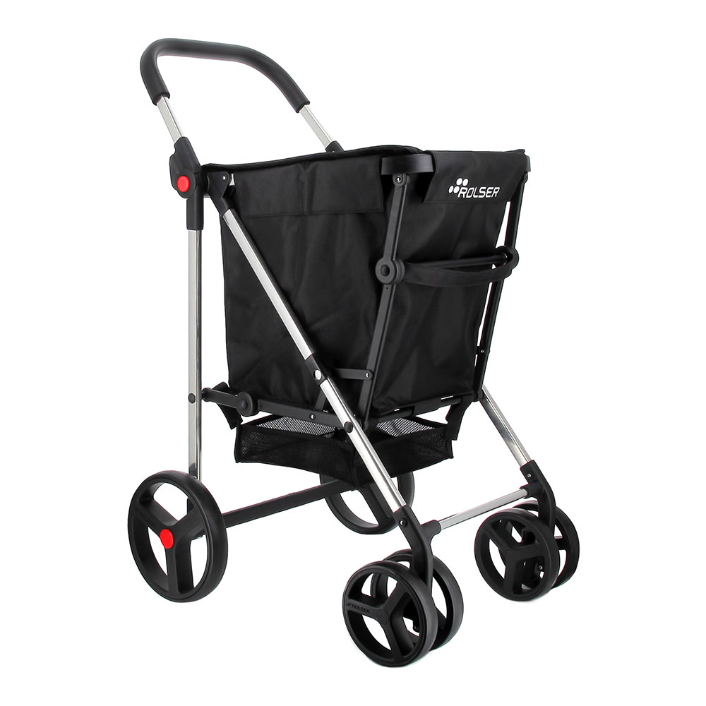 Trolley Rolser Korb Mf 4 Große Räder 2 Schwenkbar Faltbar - Schwarz