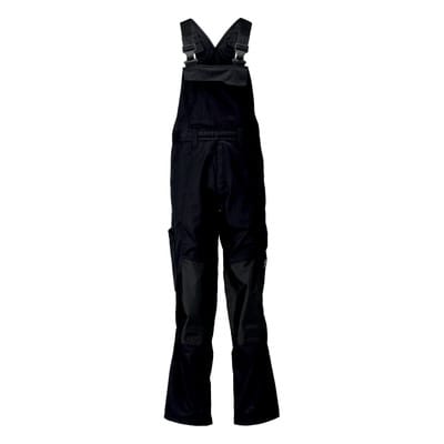 21869-330 Latzhose mit Knietaschen, schwarz, 82C42
