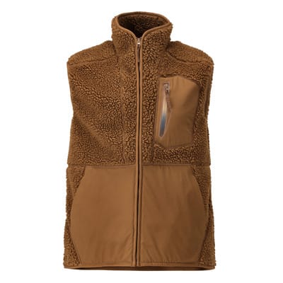 22465-682 Faserpelz Weste mit Reißverschluss, nussbraun, 2XL
