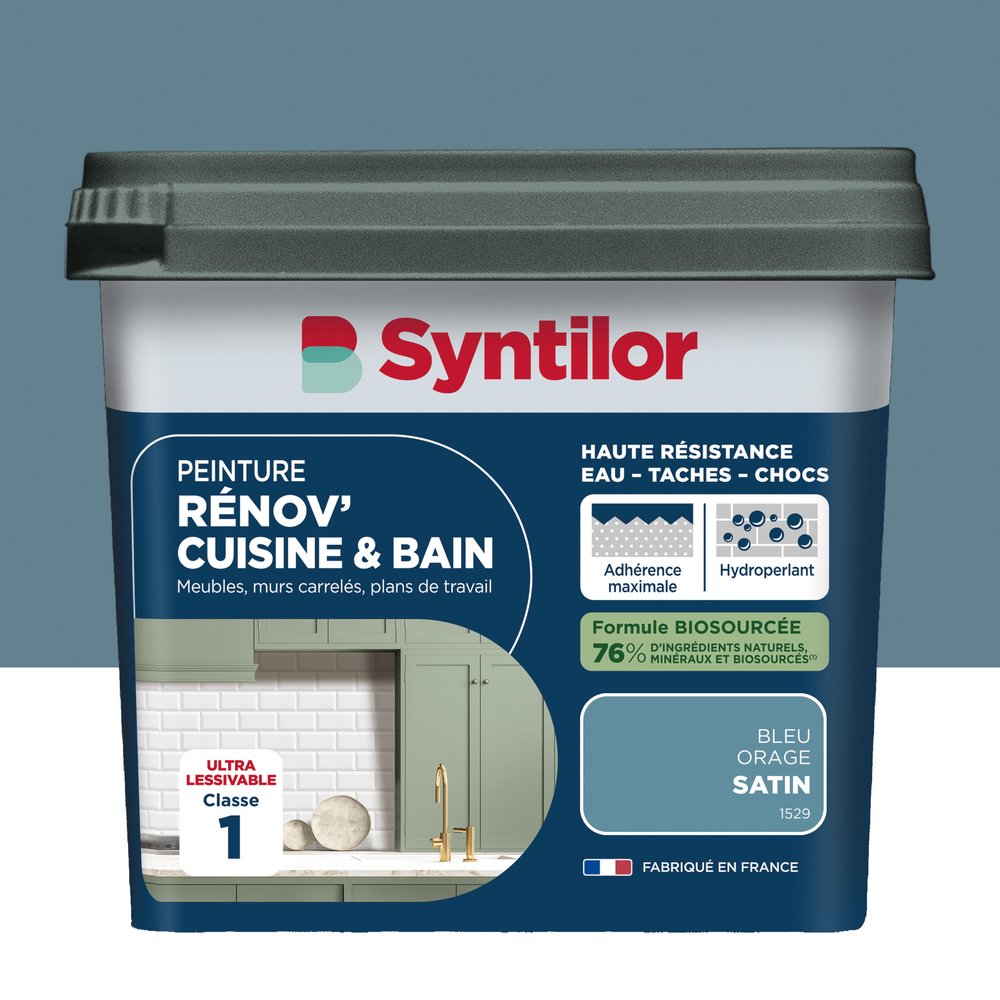 Syntilor Renov Küchen- Und Badezimmermöbelfarbe, Seidenmattes Sturmblau, 0,75 L Syntilor