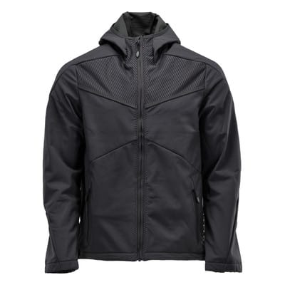 22102-649 Softshell Jacke mit Kapuze, schwarz, 2XL