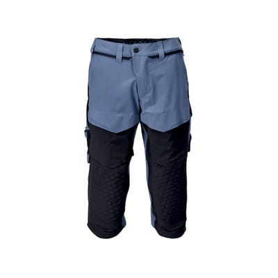 22249-605 Dreiviertel-Hose mit Knietaschen, steinblau/schwarzblau, C44