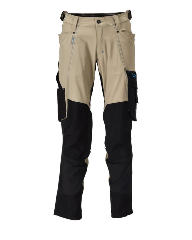 23179-311 Hose mit Knietaschen, hellkhaki/schwarz, 82C46