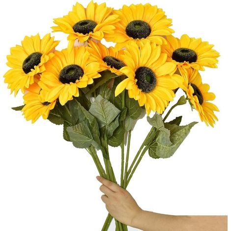 Stück Große Künstliche Blumen-tournesols Mit Langer Länge, Künstliche Tournesols Und Soie Dekoration Im Keller Für Das Haus, Die Hochzeit Oder Den Außenbereich