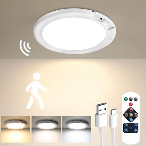 Soavoa Plafonnier Led Sans Fil Wiederaufladbarer Bewegungsmelder Mit Fernsteuerung Für Salle De Bain Couloir Entrée 1 Piece