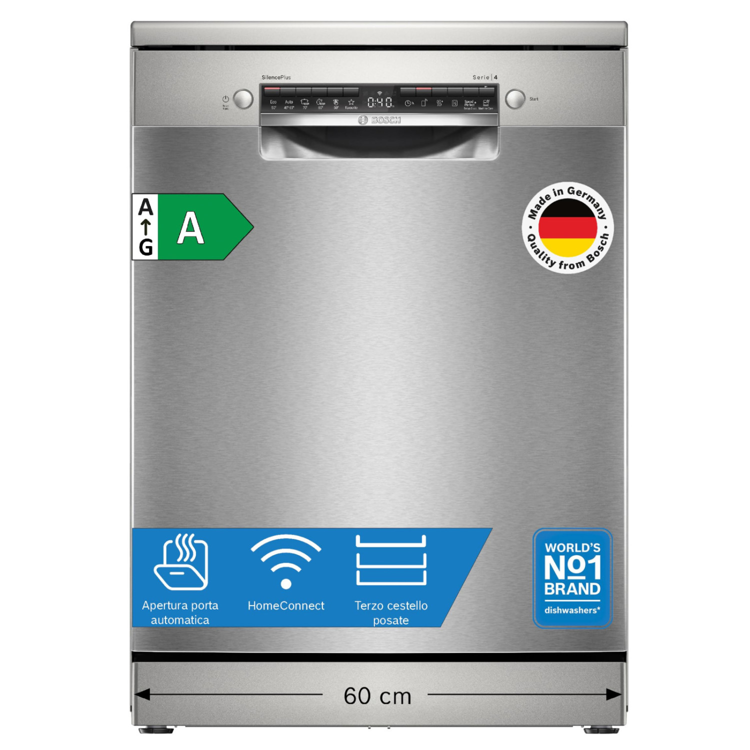 Bosch Sms4eci28e Serie 4 Freistehende Geschirrspülmaschine 60 Cm 14 Maßgedecke Edelstahl Gebürstet Anti-fingerprint Klasse A Home Connect