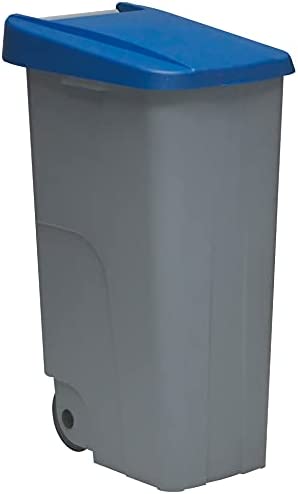 Denox Wertstoffbehälter Mit Rädern Und Asa Geschlossener Wertstoffbehälter 110l Grau Mit Blauem Deckel