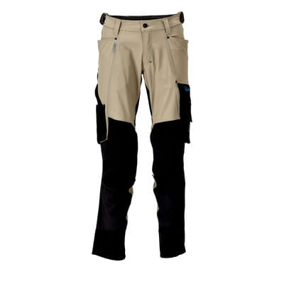 23179-311 Hose mit Knietaschen, hellkhaki/schwarz, 82C56