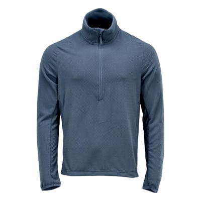 22703-639 Microfleece Pullover mit kurzem Reißverschluss, steinblau, L