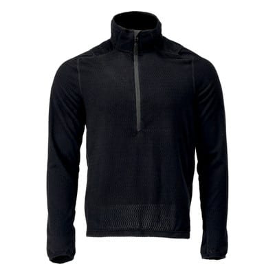 22703-639 Microfleece Pullover mit kurzem Reißverschluss, schwarz, 2XL
