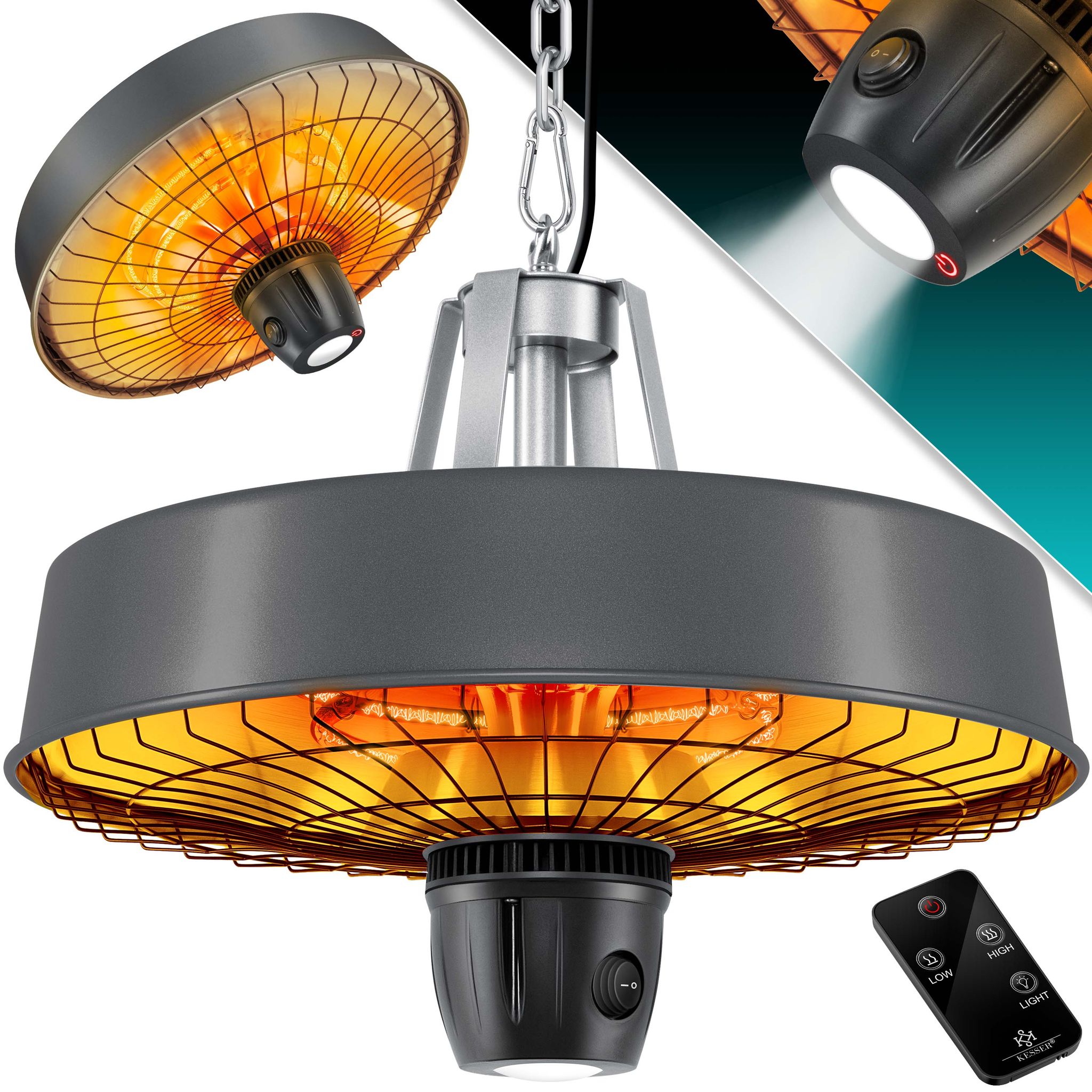 Kesser® Decken-heizstrahler 2500 W Mit Fernbedienung - Anthrazit