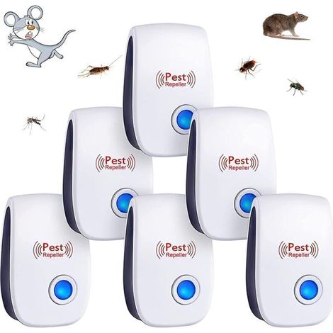 Bardusch – 6er-pack Ultraschall-schädlingsbekämpfer Für Den Innenbereich Gegen Mücken, Mäuse, Kakerlaken, Nagetiere, Ameisen, Spinnen Und Insekten