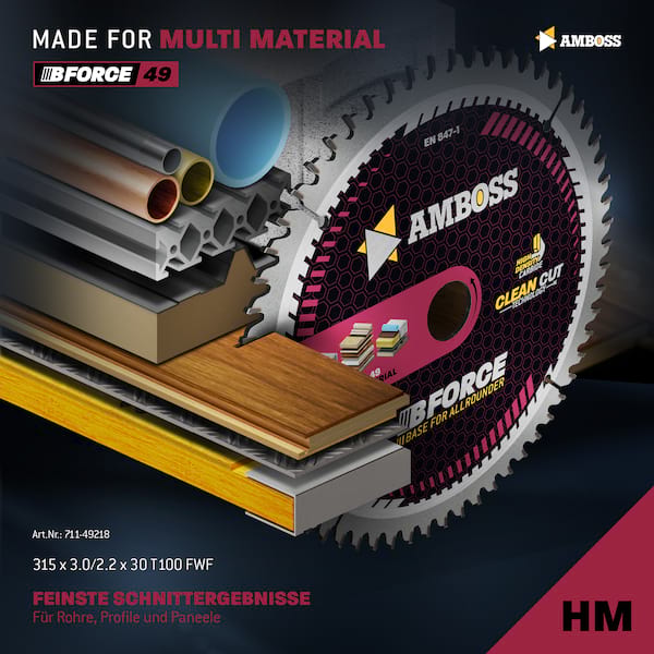 1x HM Kreissägeblatt - 315 x 3/2.2 x 30 Z100 FWF | Amboss HM Multifunktionskreissägeblätter Bild 3