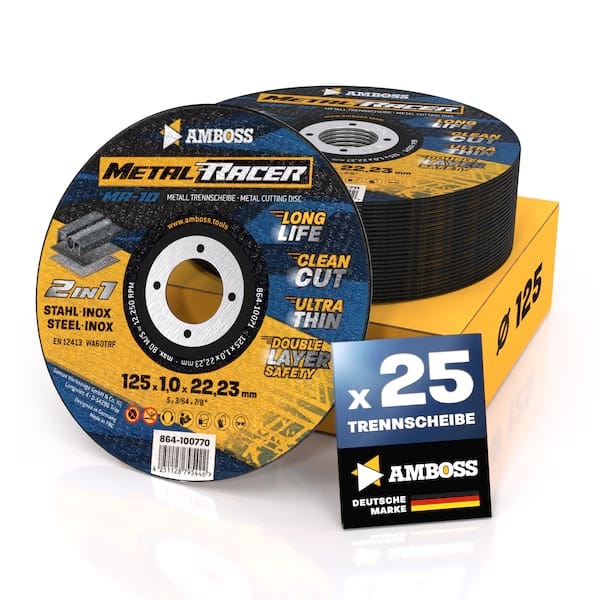 25x Metal Racer Trennscheibe | Ø125 mm - 1 mm - 22.23 mm | | Amboss Metal Racer Metall-Trennscheiben