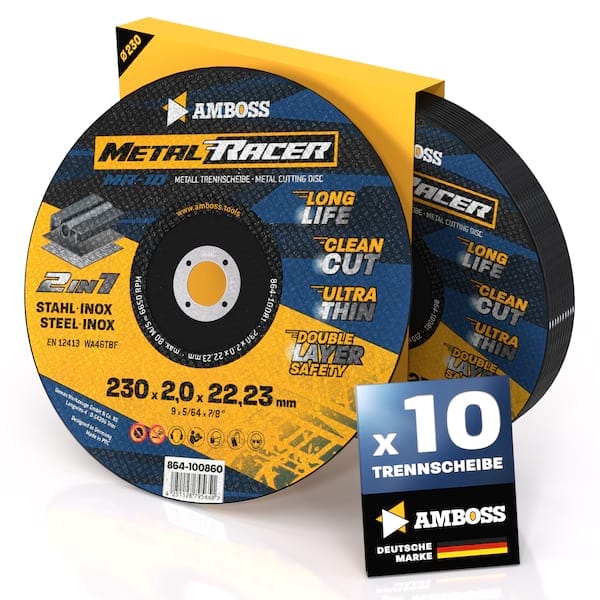 10x Metal Racer Trennscheibe | Ø230 mm - 2 mm - 22.23 mm | | Amboss Metal Racer Metall-Trennscheiben