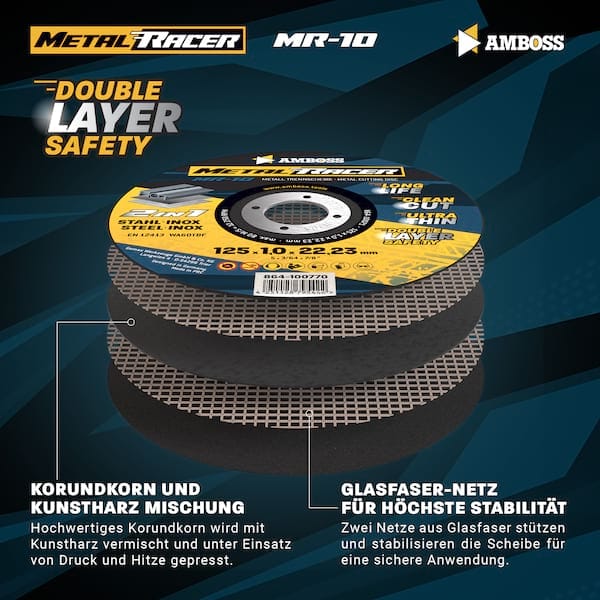100x Metal Racer Trennscheibe | Ø125 mm - 1 mm - 22.23 mm | | Amboss Metal Racer Metall-Trennscheiben