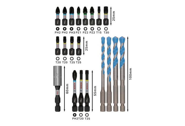 PRO Impact Schrauberbits und Multi Construction Bohrer Mixed Set, 20-tlg.