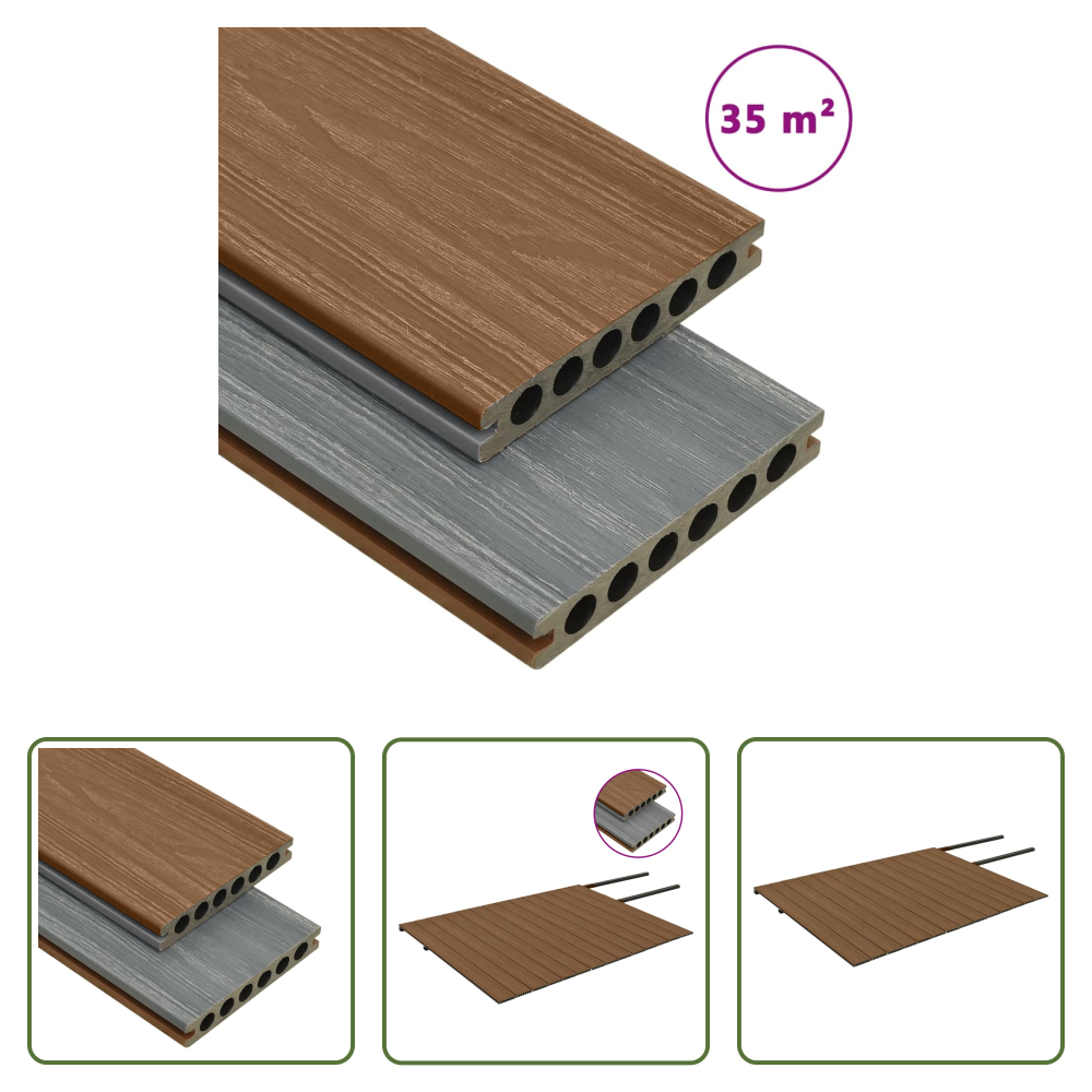 Wpc Terrasse - Wpc Terrassendielen Mit Zubehör Braun Und Grau 35 M² 4 M