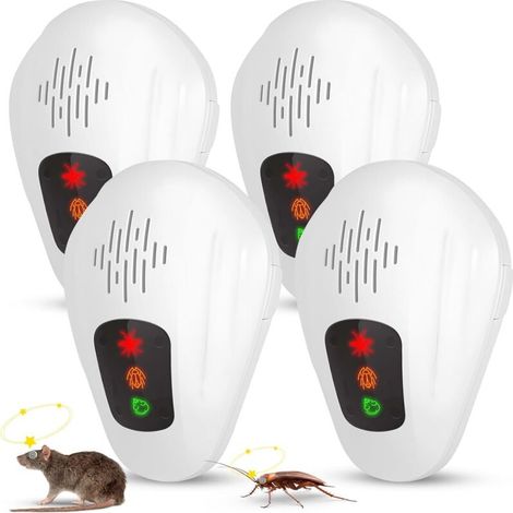 Ultraschall-nagetierabwehrgerät, 4er-pack, Elektronisches Ultraschall-mäuseabwehrgerät, Schädlingsbekämpfungsgerät, Insektenabwehrgerät Zum Einstecken Gegen Mücken Und Mäuse, Ryc, Weiß