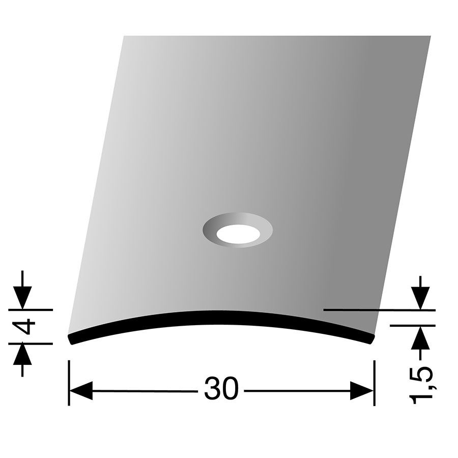 PARKETTFREUND Übergangsprofil PF 464 Alu eloxiert Sand fein geschliffen Schrauben und Dübel Übergangsschiene grau, 200 cm, 1,5 mm,30 mm