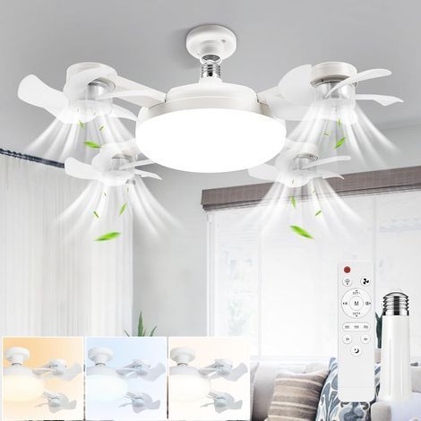 Bleosan - Deckenventilator 60w Led - Ferngesteuerte 3-flammige Deckenleuchte - Dimmbares Dreifarbiges Eclairage - Leuchten In Abs-stil - Douille E27