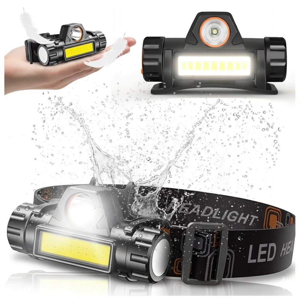 Wiederaufladbare Led-usb-stirnlampe, Starkes Licht, 1500 Mah Akku + Magnet