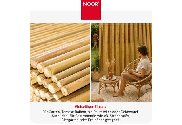 NOOR Sichtschutzmatte Bambusmatte Deluxe, 0,9x2,5 m