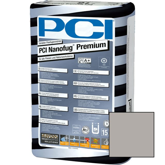 PCI Nanofug Premium Variabler Flexfugenmörtel, 15 kg, Sandgrau (Nr.22)