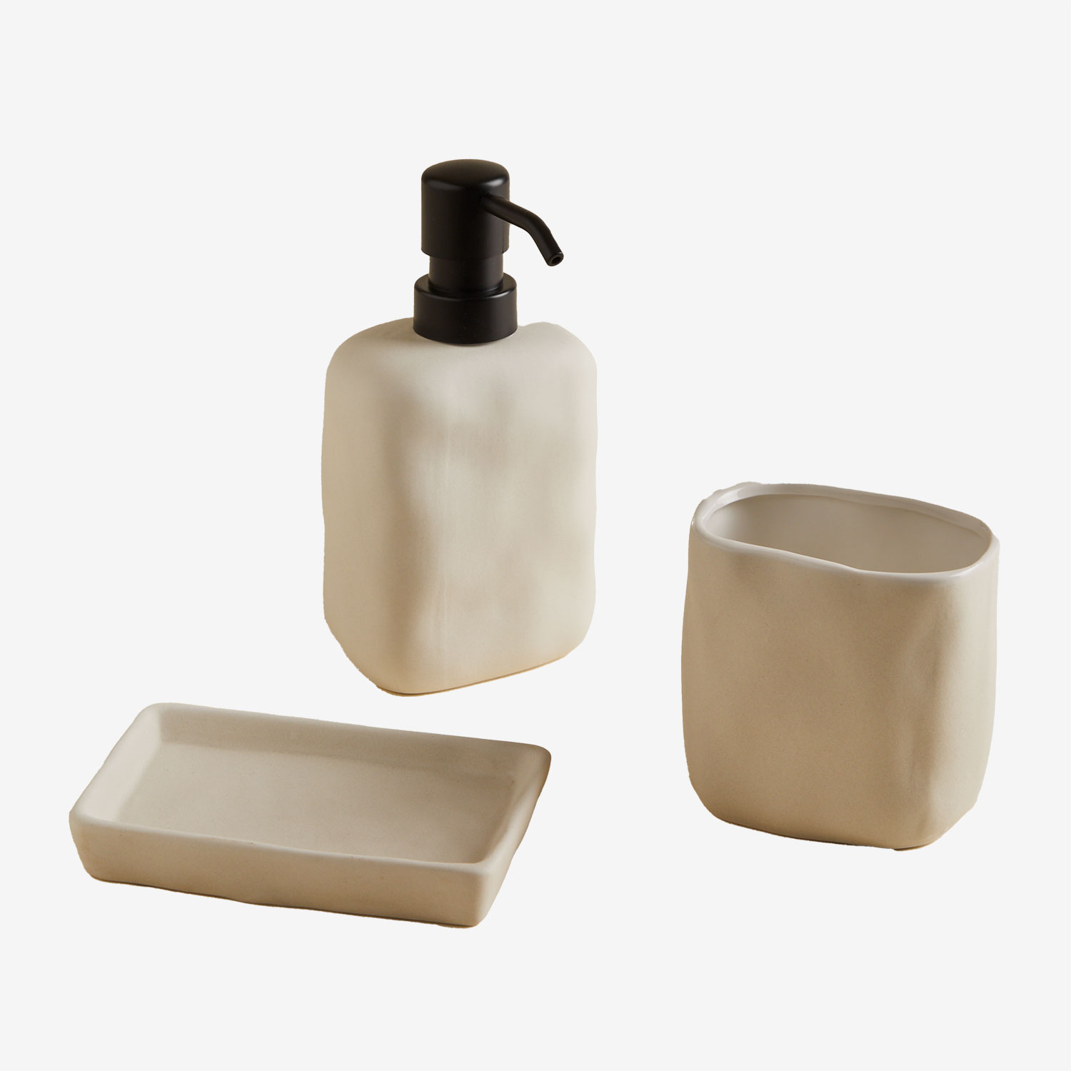 Sklum Ganela Badezimmer-set Aus Steingut Creme-beige